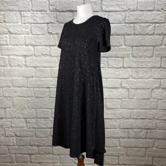 LuLaRoe Elegance Black Sparkle Carly Dress - Picture 3 of 6